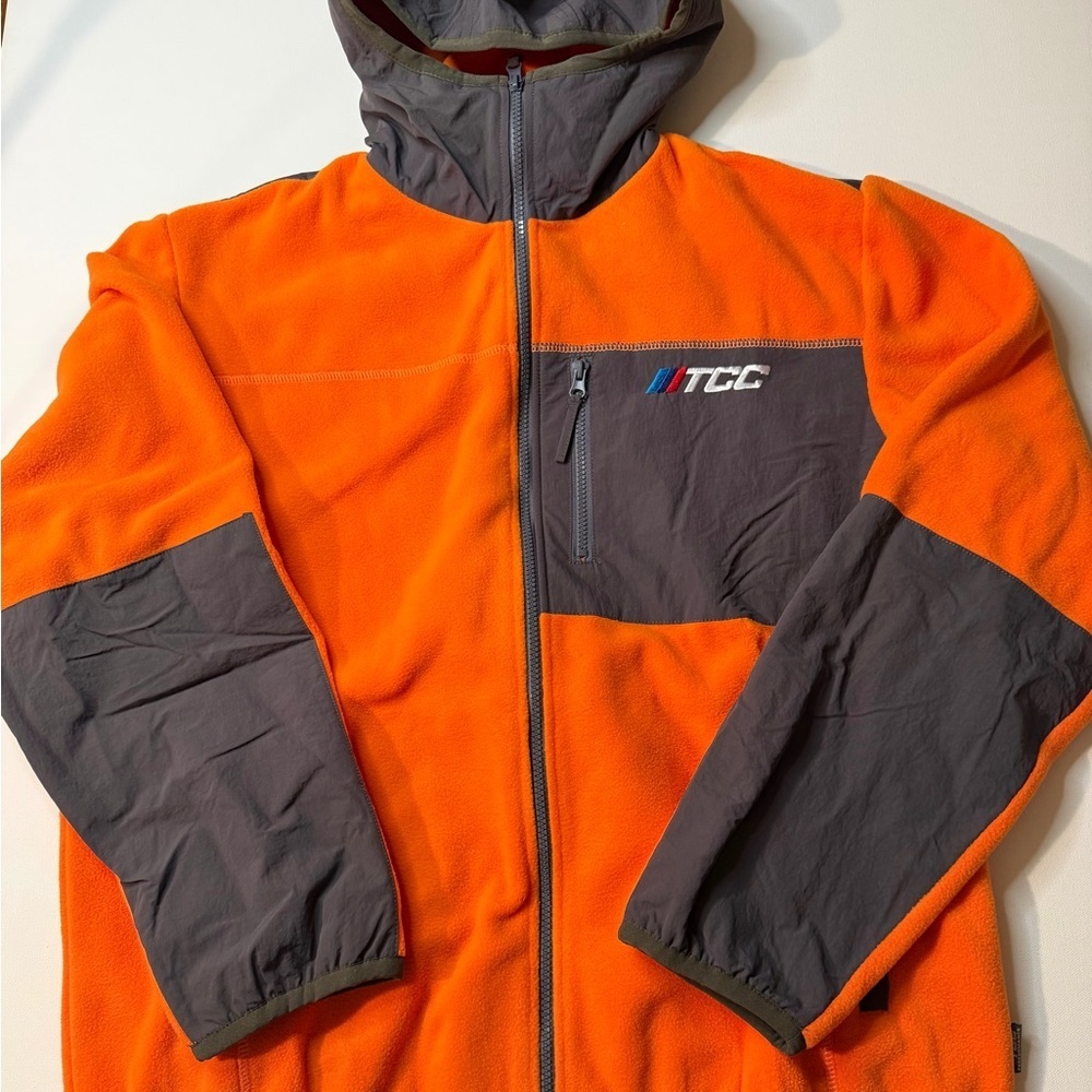 The Car Company LA Orange and Gray Men's Zip Up Polar Fleece Jacket Men's Medium